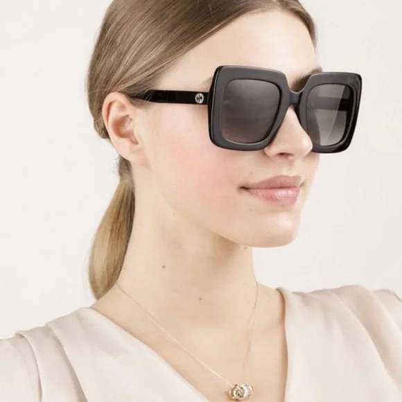 NEW GUCCI GG0328S 001 SQUARE WOMEN SUNGLASSES GUCCI NEW COLLECTION EYEWEAR - Picture 10 of 12